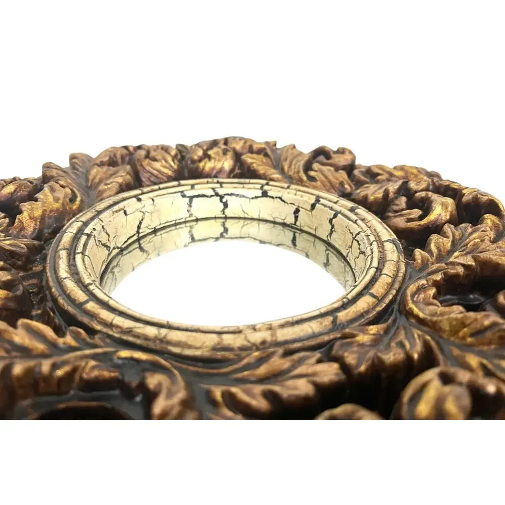 Vintage Florentine Gold Gilded Round Mirror Ornate Rococo 14”